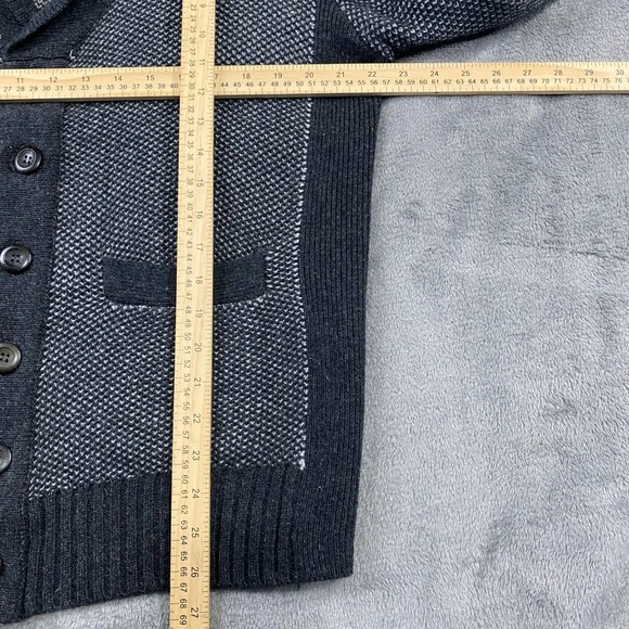 Seduka Sweater Mens XL Lambs wool Blend Shawl Collar Cardigan Elbow Patches Grey - Picture 4 of 11